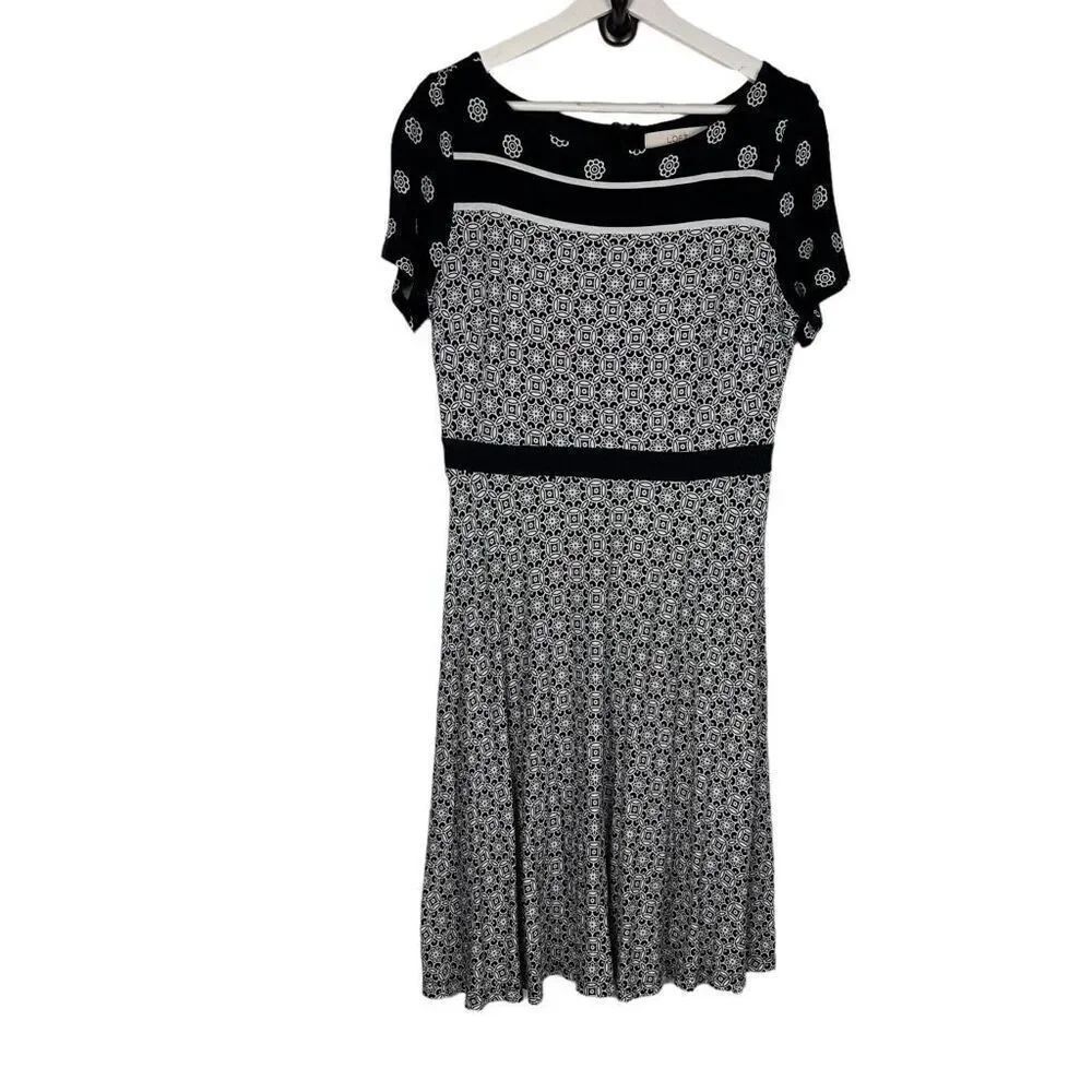 Loft Black & White Jersey Dress size 8